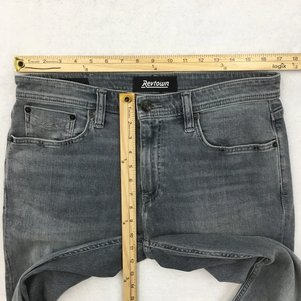 Revtown Sharp Decade Denim Jeans Mens 32x30 Gray Slim Straight Stretch Pants